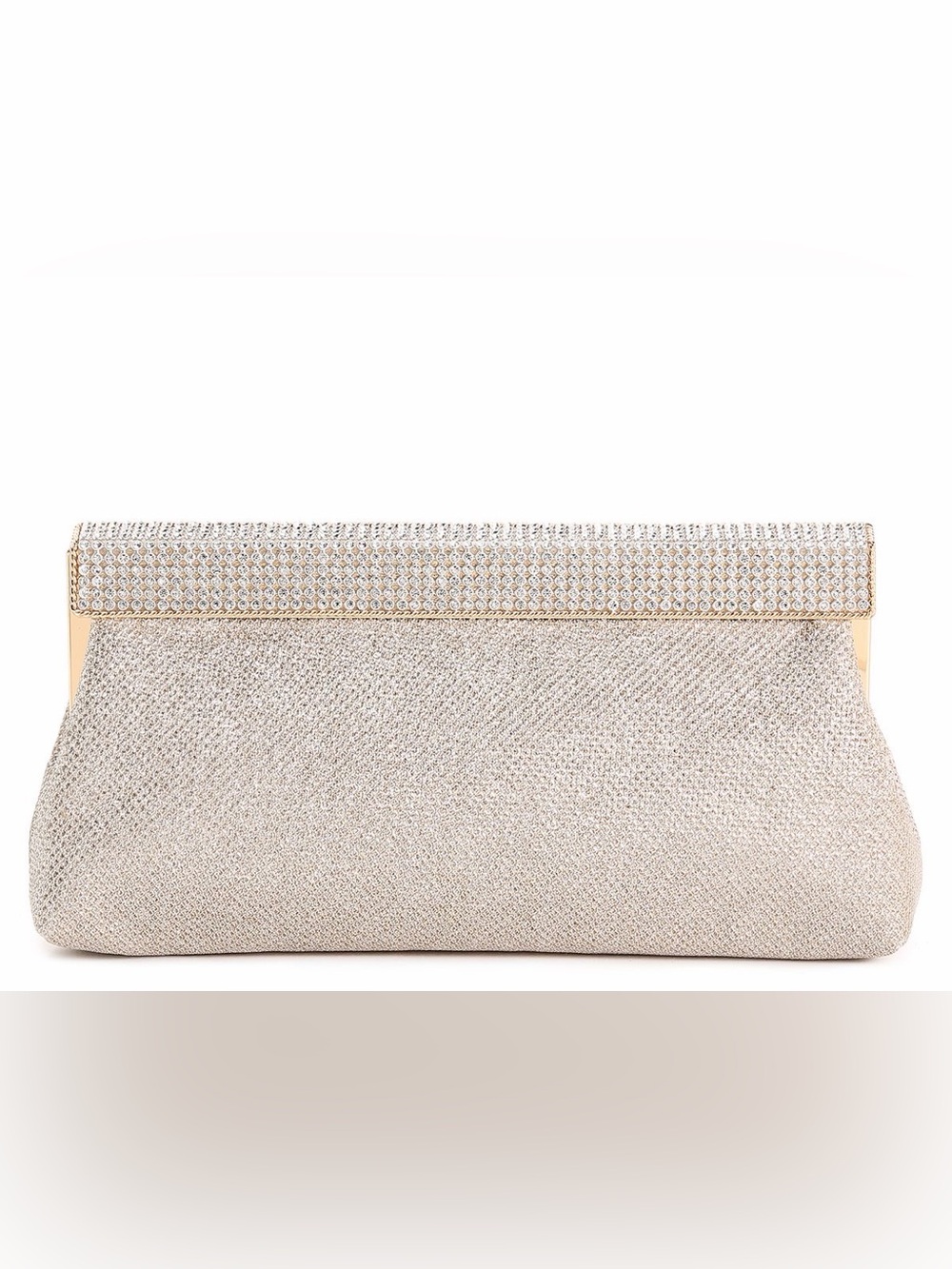 Nina Evening Elegant Rhinestone Trim Metallic Clutch Bag
